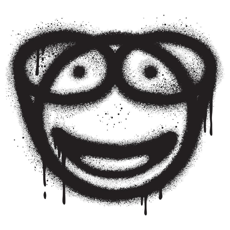 spray dipinto graffiti sorridente viso emoticon. vettore