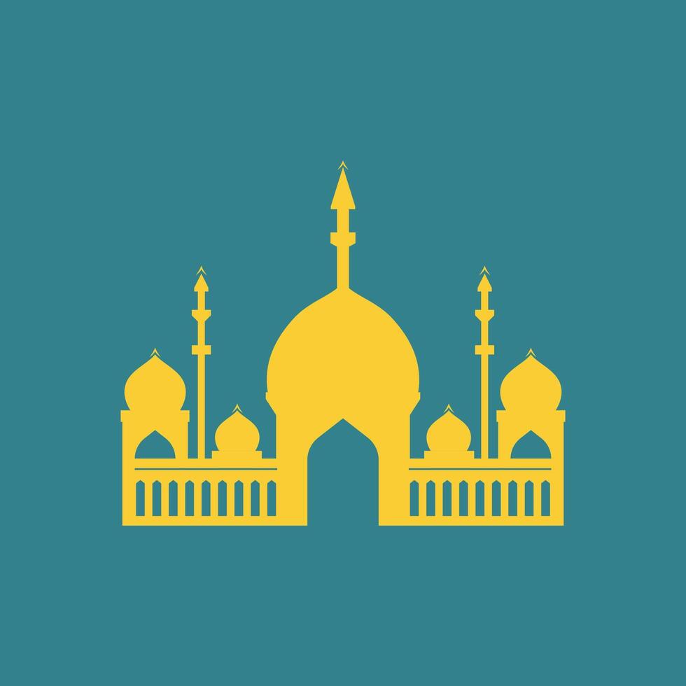 minimalista oro moschea islamico logo icona concetto vettore design