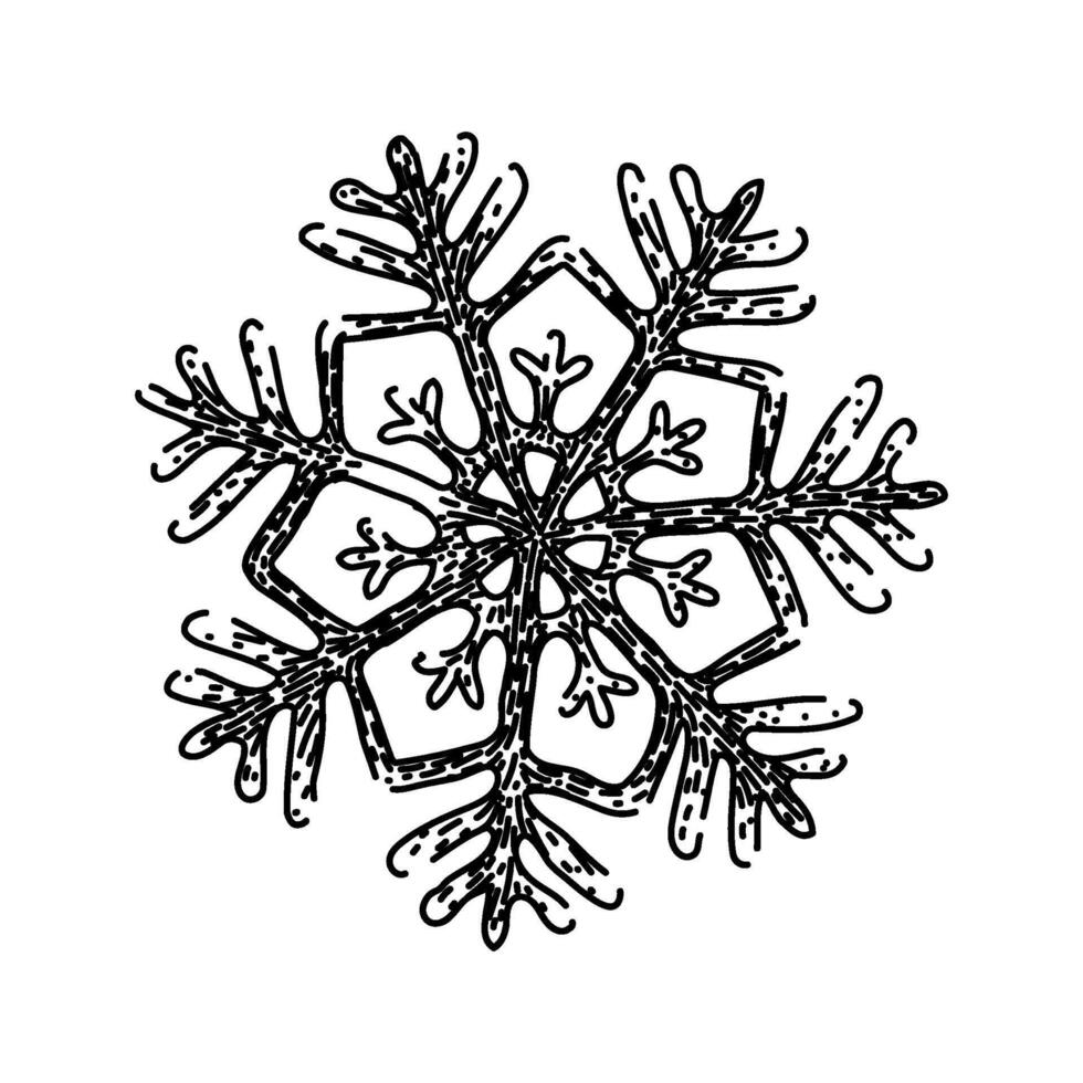 fiocco di neve Natale schizzo mano disegnato vettore