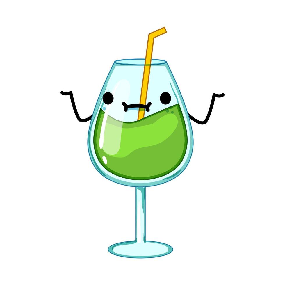 bicchiere cocktail personaggio cartone animato vettore illustrazione