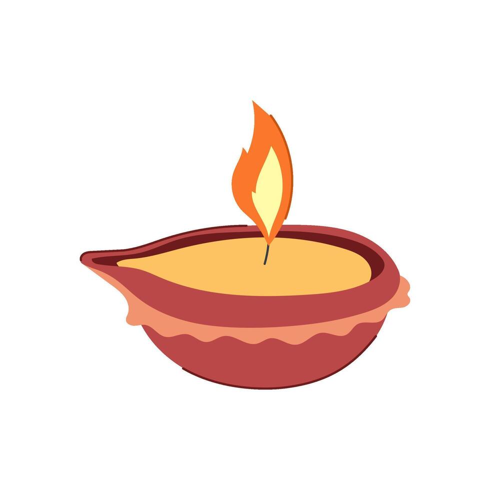 contento Diwali lampada cartone animato vettore illustrazione