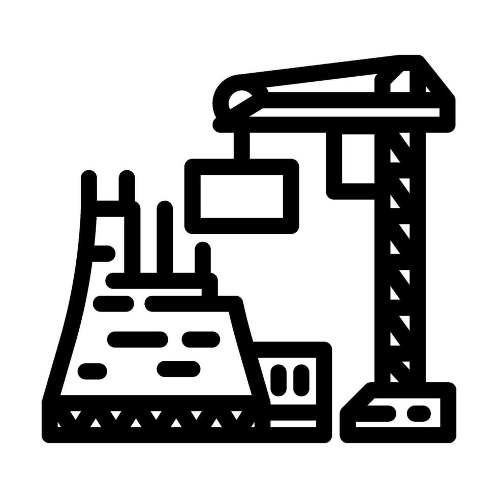 pianta costruzione nucleare energia linea icona vettore illustrazione