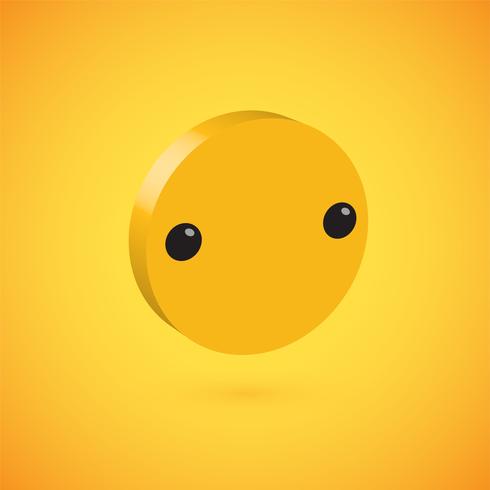 Emoticon alto dettagliato giallo del disco 3D, illustrazione di vettore