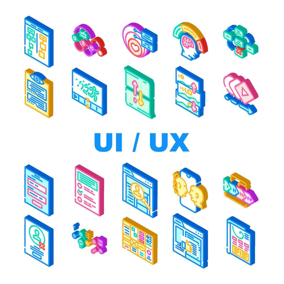 ui UX ragnatela interfaccia mobile icone impostato vettore