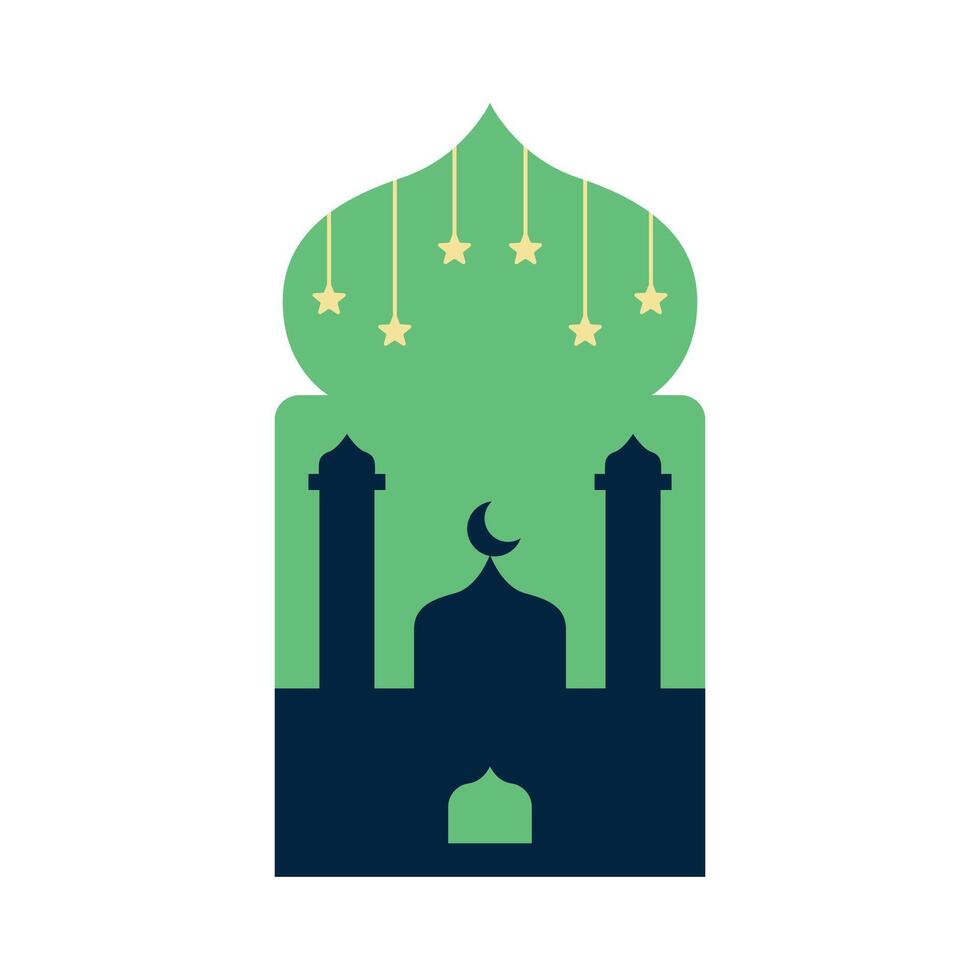 moschea silhouette nel un islamico telaio vettore