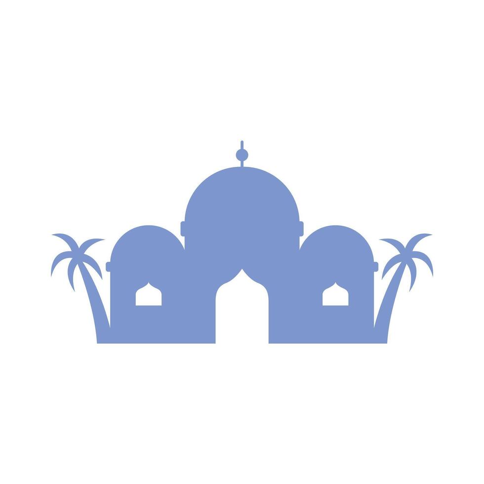 silhouette islamico moschea con palma alberi vettore