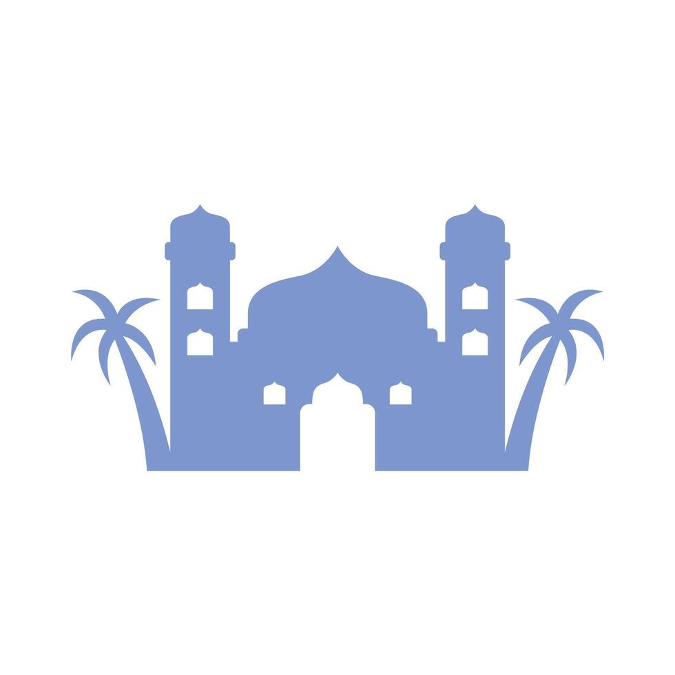 silhouette islamico moschea con palma alberi vettore