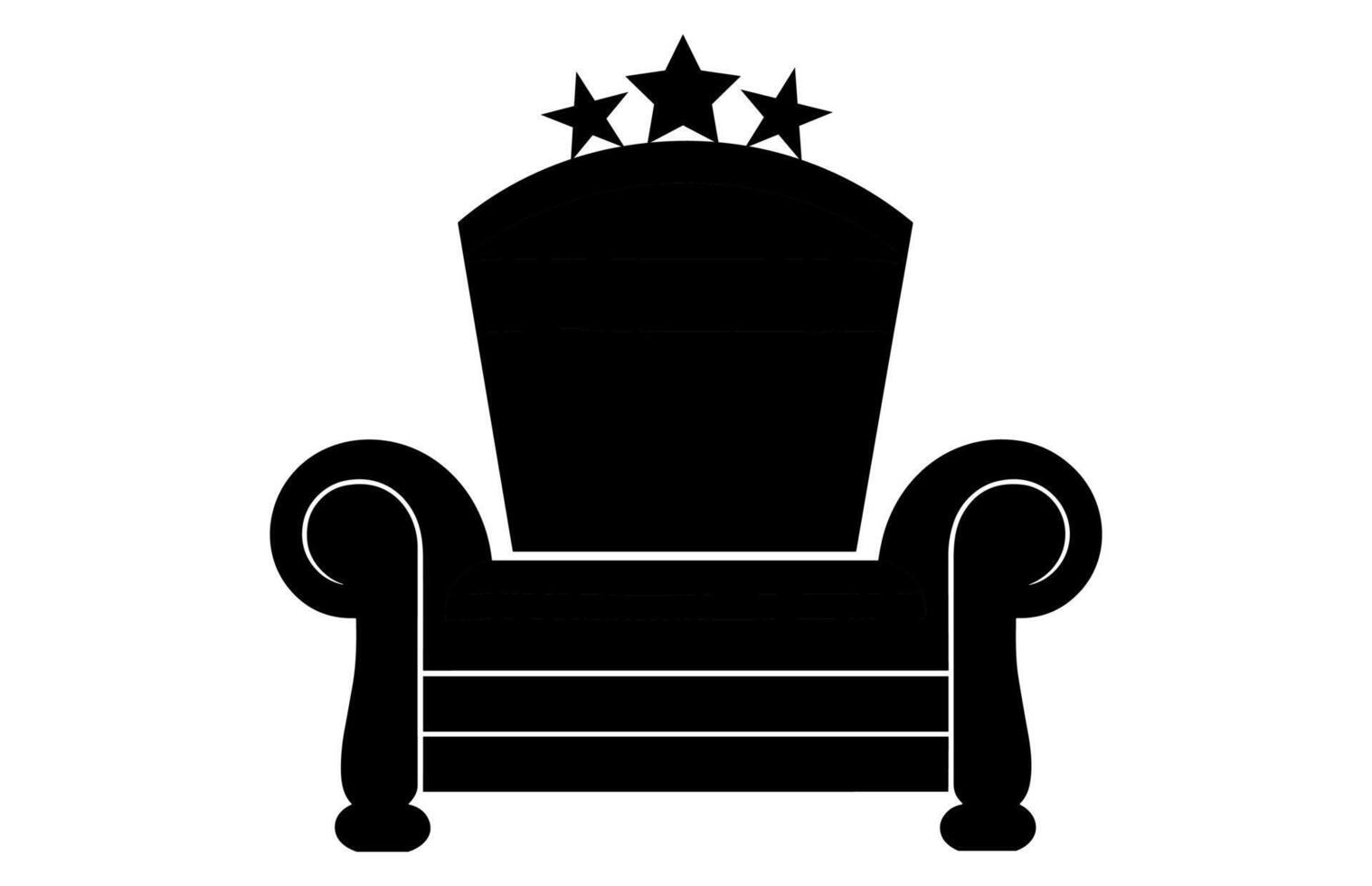 re trono silhouette, reale trono sedia vettore, poltrona con corona di re. vettore