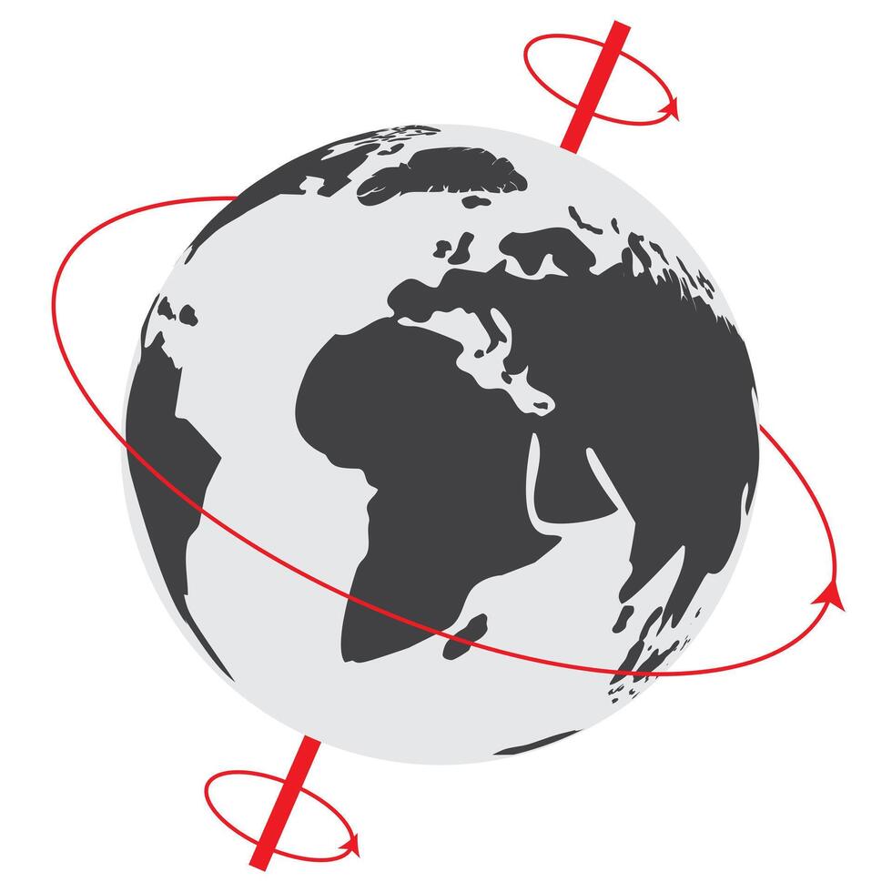 rosso della terra rotazionale asse isolato illustrazione con terra globo rotazione vettore