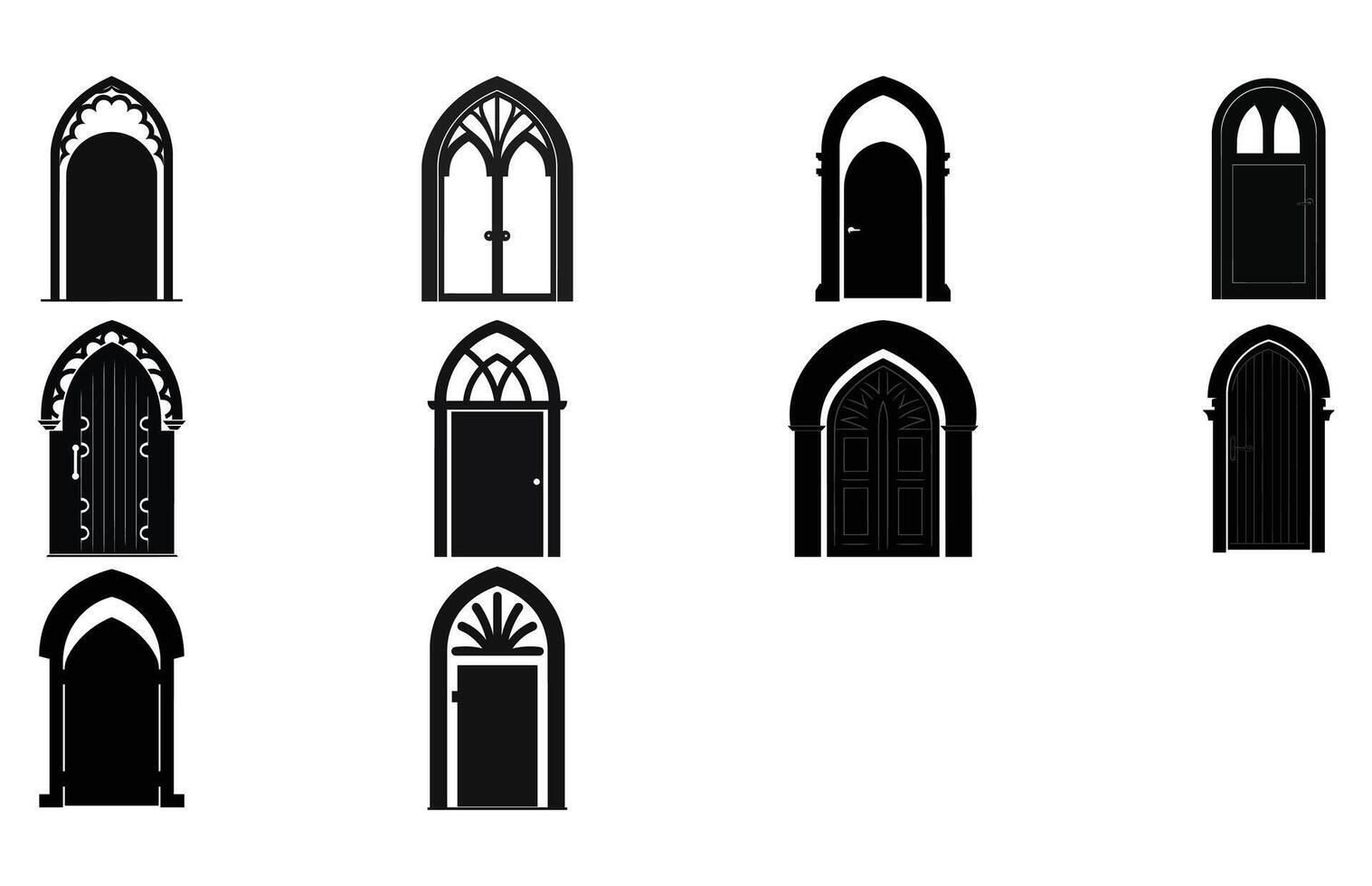 medievale porta sagome, architettonico genere di archi forme e le forme sagome, vettore