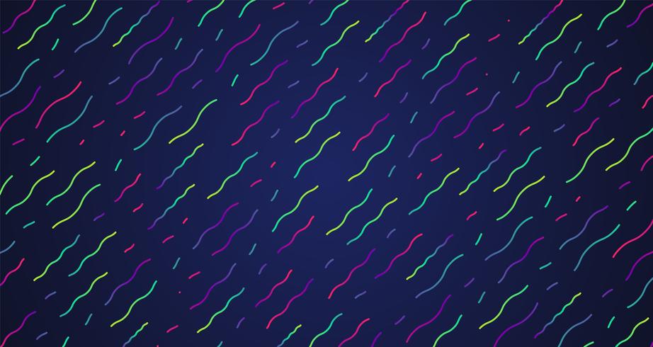 Linee tratteggiate al neon colorate, illustrazione vettoriale