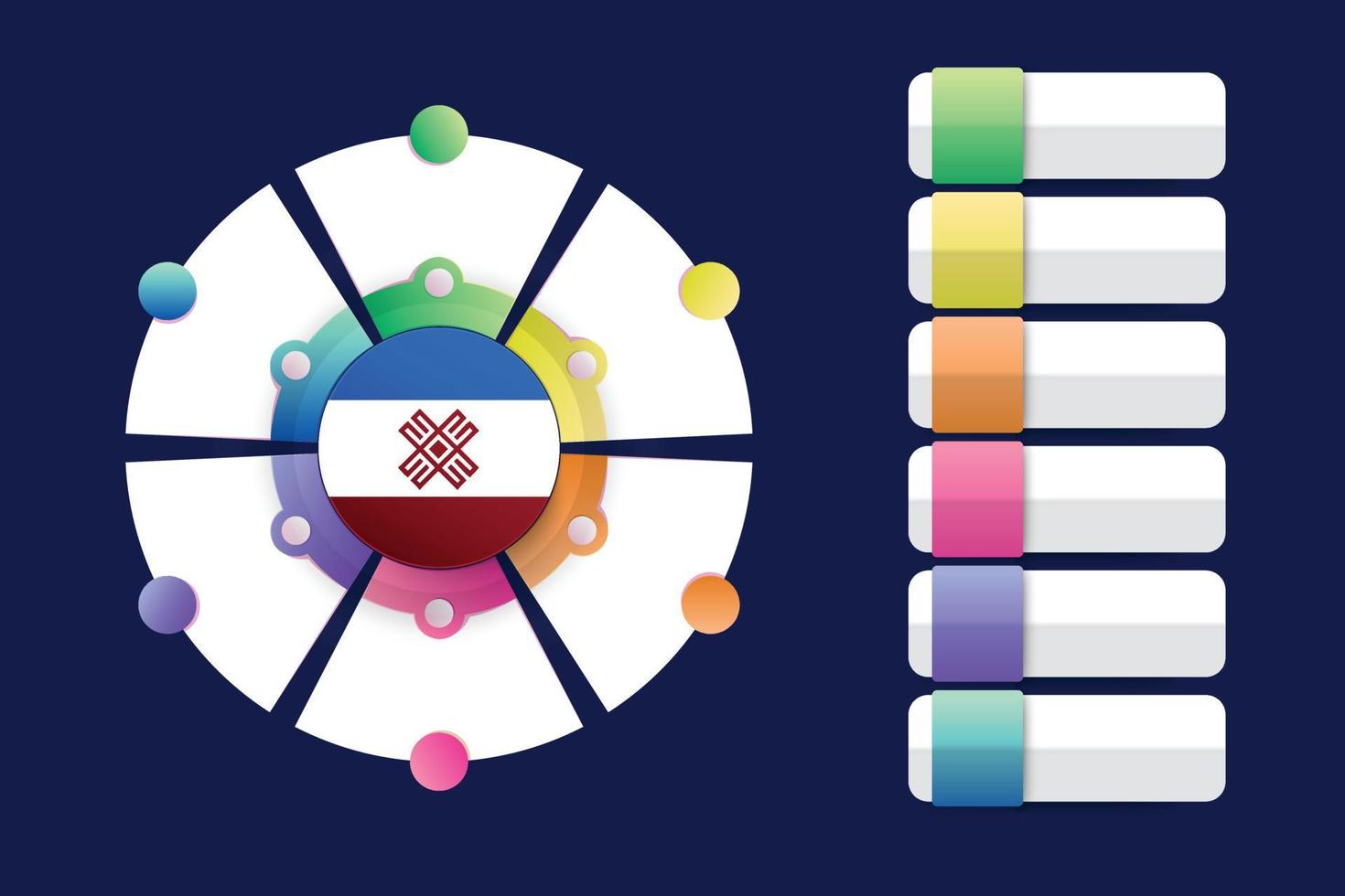 mari el flag con design infografico incorporato con forma rotonda divisa vettore