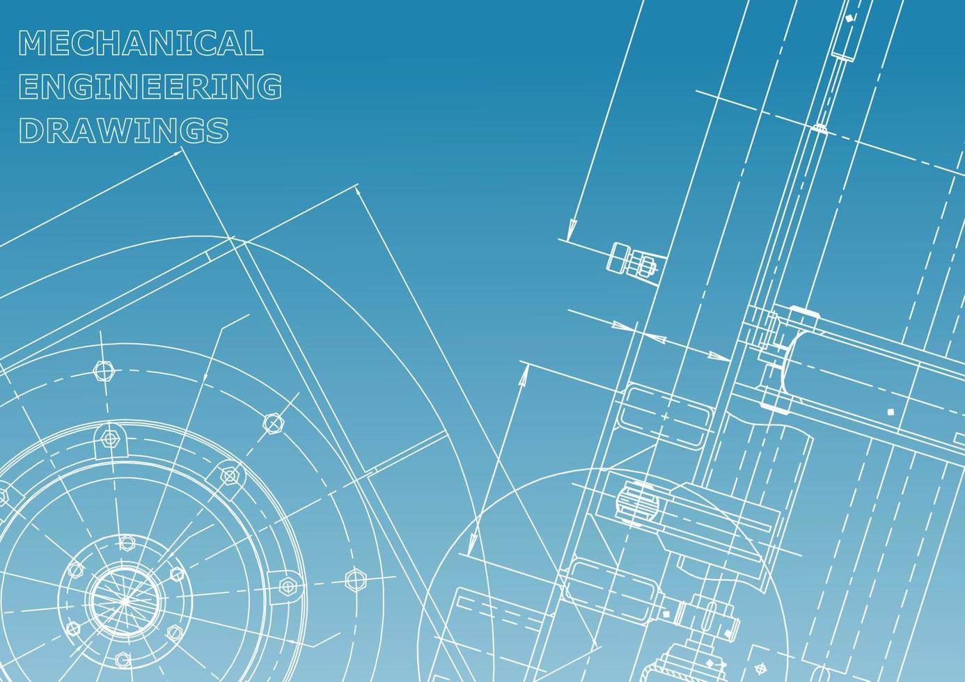 sistemi di progettazione assistita da computer. illustrazioni tecniche, sfondi. disegno di ingegneria meccanica. industria della costruzione di macchine. disegni di fabbricazione di strumenti vettore