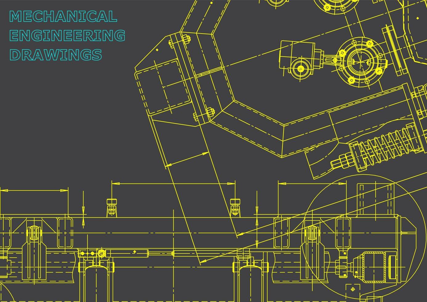 sistemi di progettazione assistita da computer. illustrazioni tecniche, sfondi. disegno di ingegneria meccanica. industria della costruzione di macchine. disegni di fabbricazione di strumenti vettore