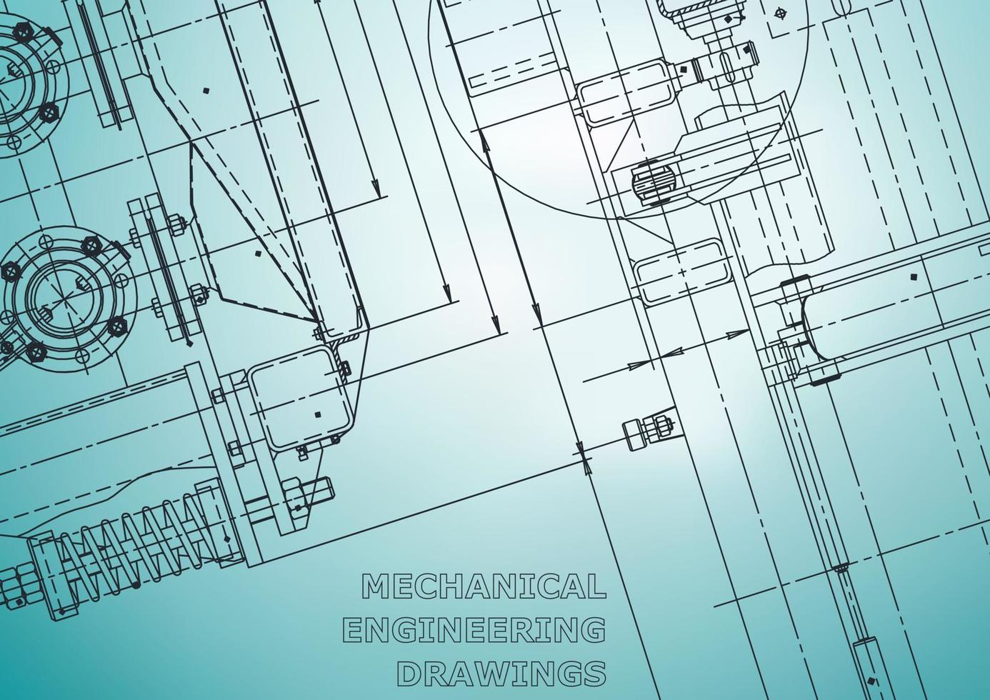 sistemi di progettazione assistita da computer. illustrazioni tecniche, sfondi. disegno di ingegneria meccanica. industria della costruzione di macchine. disegni di fabbricazione di strumenti vettore