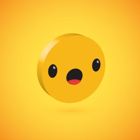 Emoticon alto dettagliato giallo del disco 3D, illustrazione di vettore