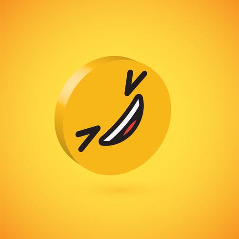 Emoticon alto dettagliato giallo del disco 3D, illustrazione di vettore