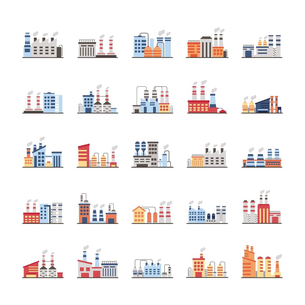 pacchetto di icone impostate in fabbrica del settore vettore