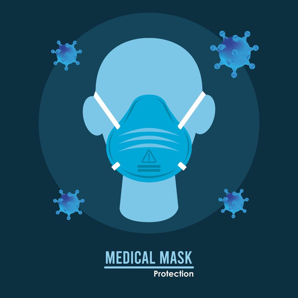 manichino con accessorio respiratorio maschera medica per protezione covid19 vettore