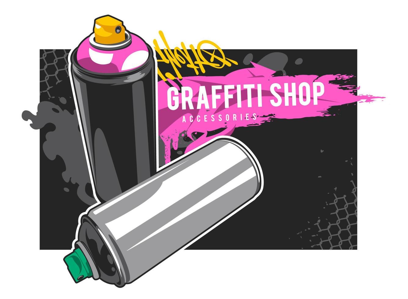 striscione graffiti con bombolette spray vettore