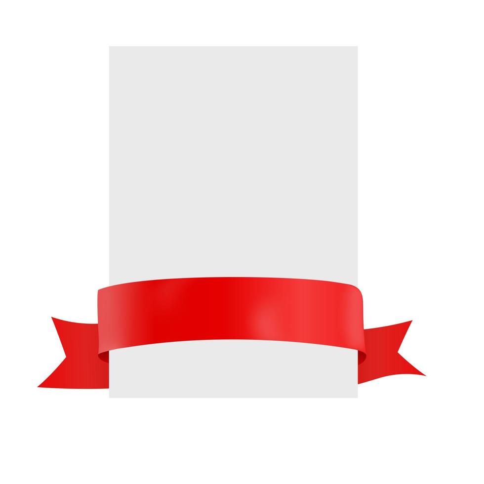 modello di foglia a4 bianco bianco con nastro rosso. illustrazione vettoriale