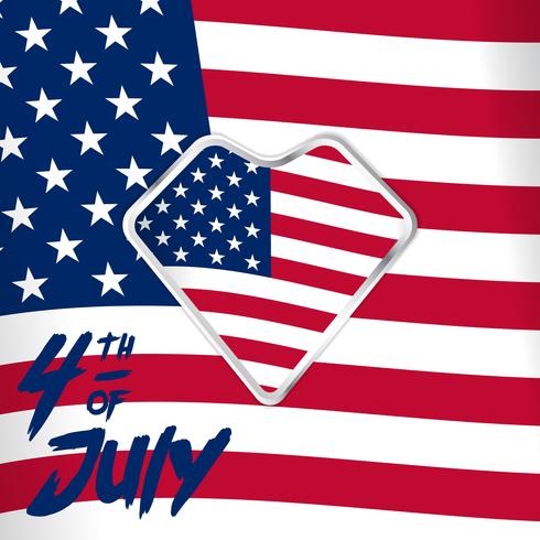 4 luglio giorno dell&#39;indipendenza illustrazione su bandiera americana bandiera bianca rossa e bandiera focolare per le immagini dei social media vettore