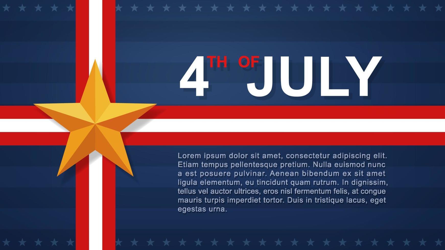 Sfondo del 4 luglio per la festa dell'indipendenza degli stati uniti d'america con mappa usa e motivo bandiera americana. illustrazione vettoriale. vettore