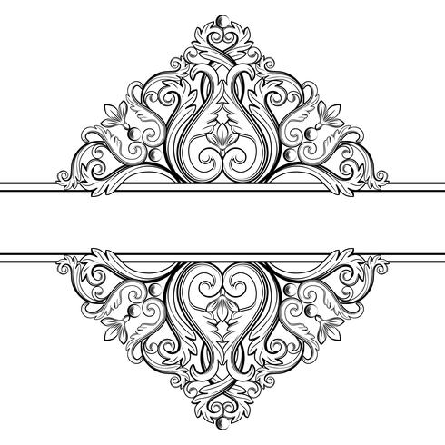 Cornice quadrata ornamentale con illustrazione vintage vettoriale stile  disegno incisione
