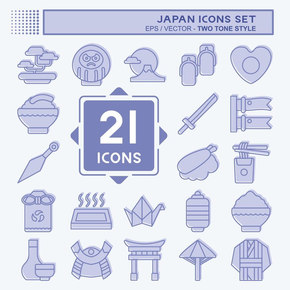 icona impostato Giappone. relazionato per vacanza simbolo. Due tono stile. semplice design illustrazione. vettore