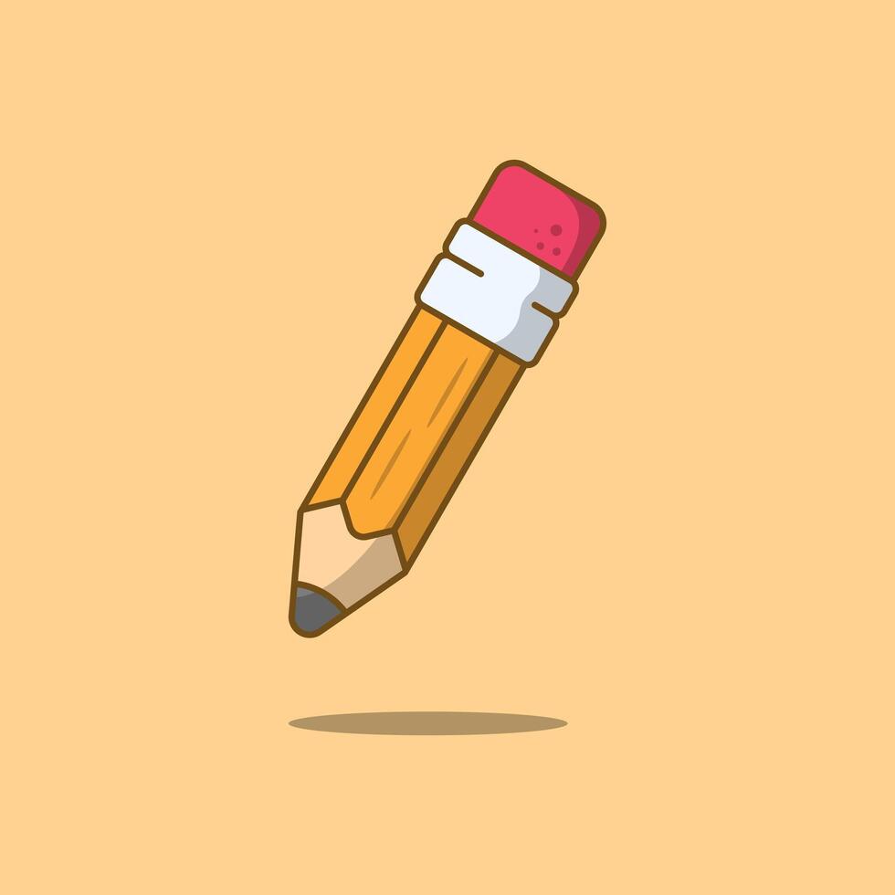 gratuito vettore matita con gomma. scrittura Strumenti. Stazionario utensili cartone animato icona illustrazione