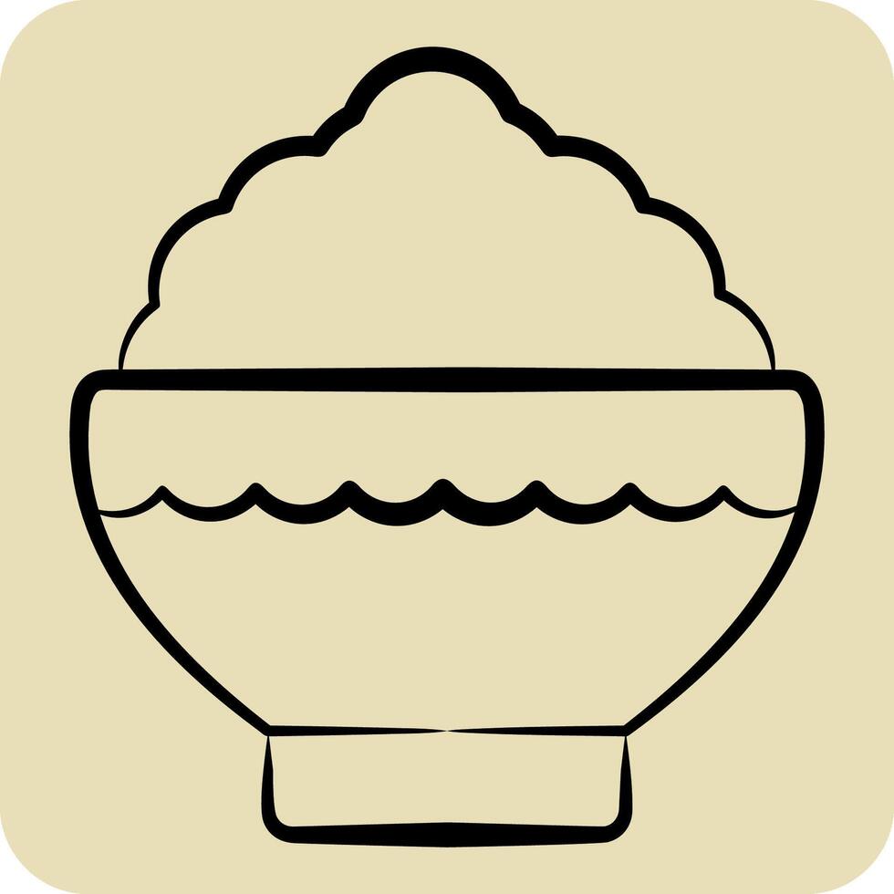 icona riso ciotola. relazionato per Giappone simbolo. mano disegnato stile. semplice design illustrazione. vettore