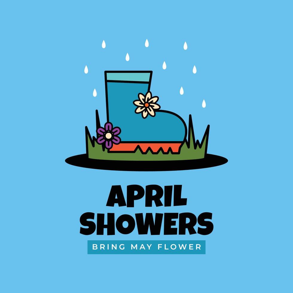 aprile docce illustrazione con Groovy stile vettore