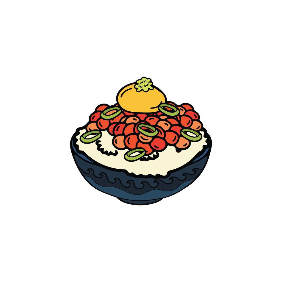 isolato natto e riso giapponese cibo piatto stile illustrazione vettore