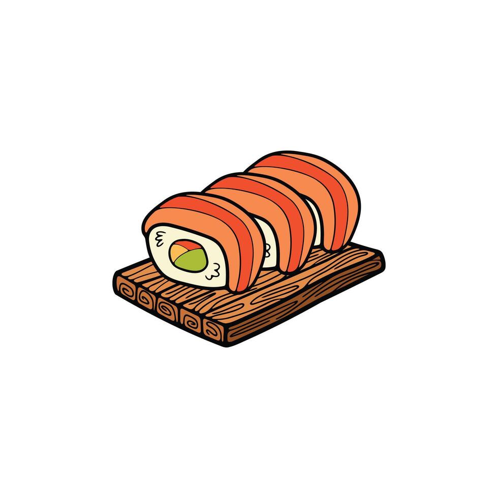 isolato sashimi Sushi giapponese cibo piatto stile illustrazione vettore