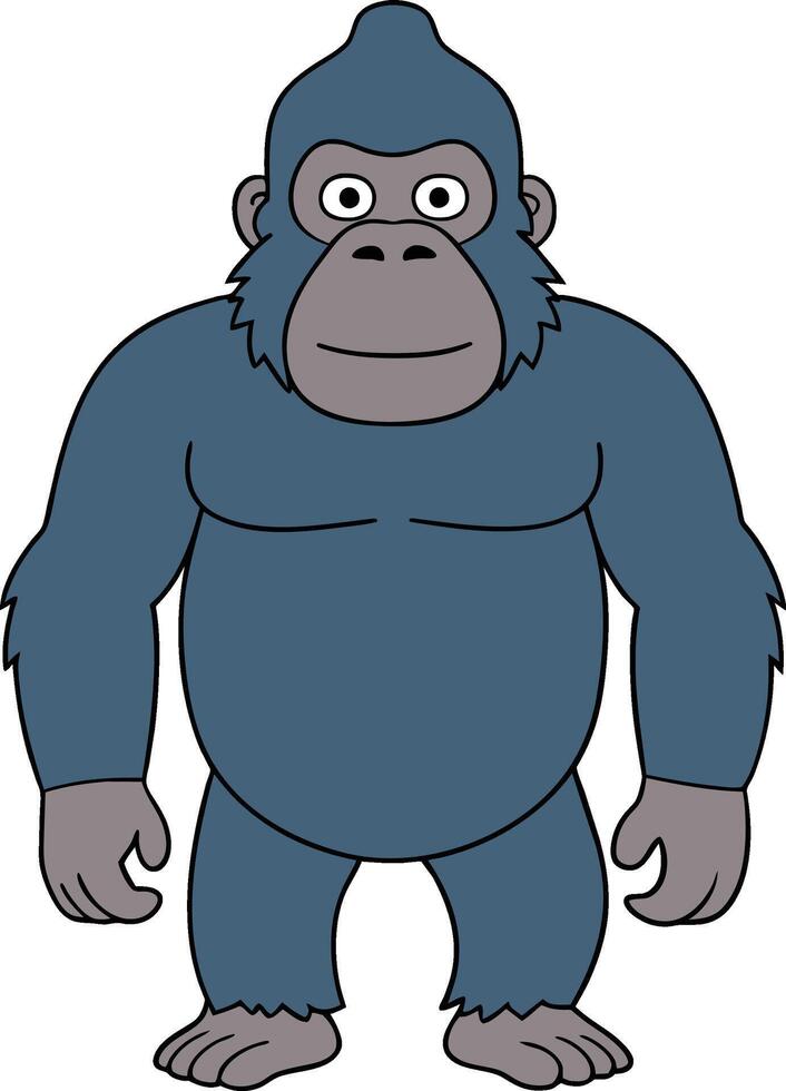 cartone animato illustrazione di un' blu gorilla animale personaggio vettore