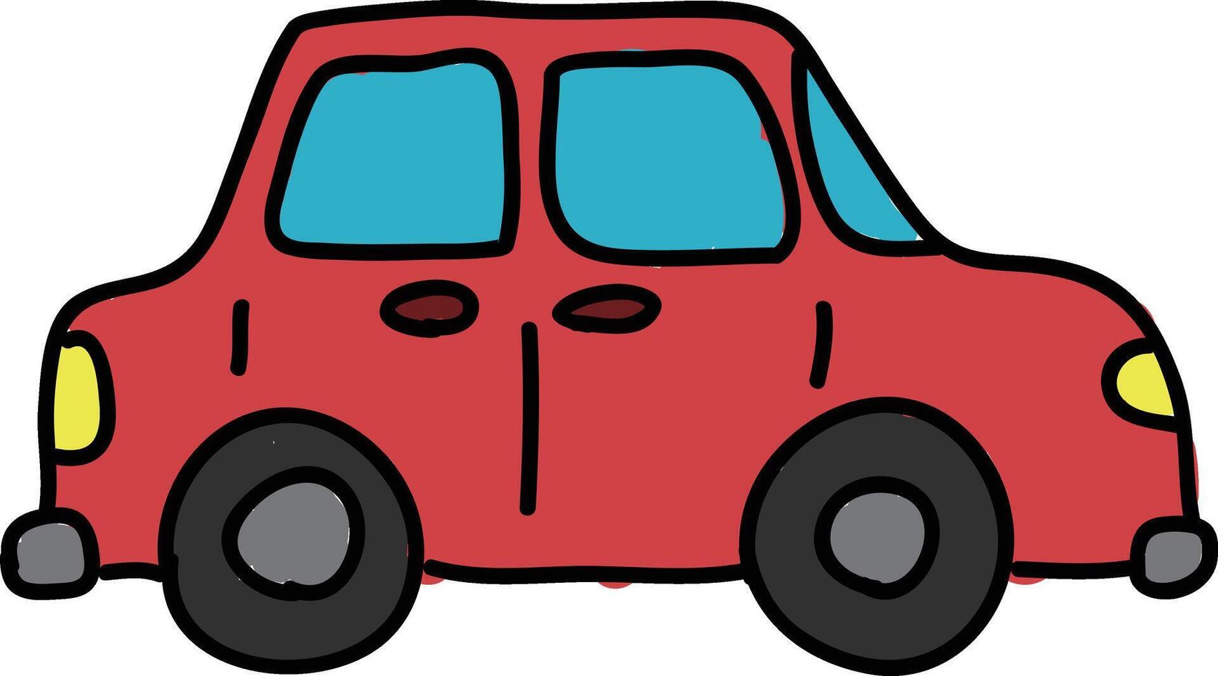 rosso illustrazione auto figli di scarabocchio stile vettore
