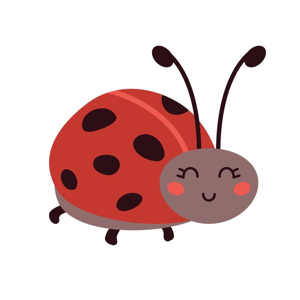 carino cartone animato coccinella illustrazione. stuzzicante, Stampa, design elementi. vettore illustrazione