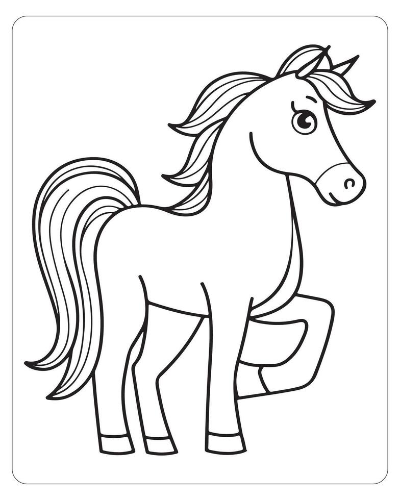 cavallo vettore, cavallo colorazione pagine, nero e bianca animali vettore
