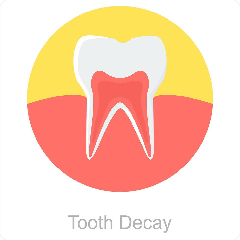dente decadimento e dente icona concetto vettore