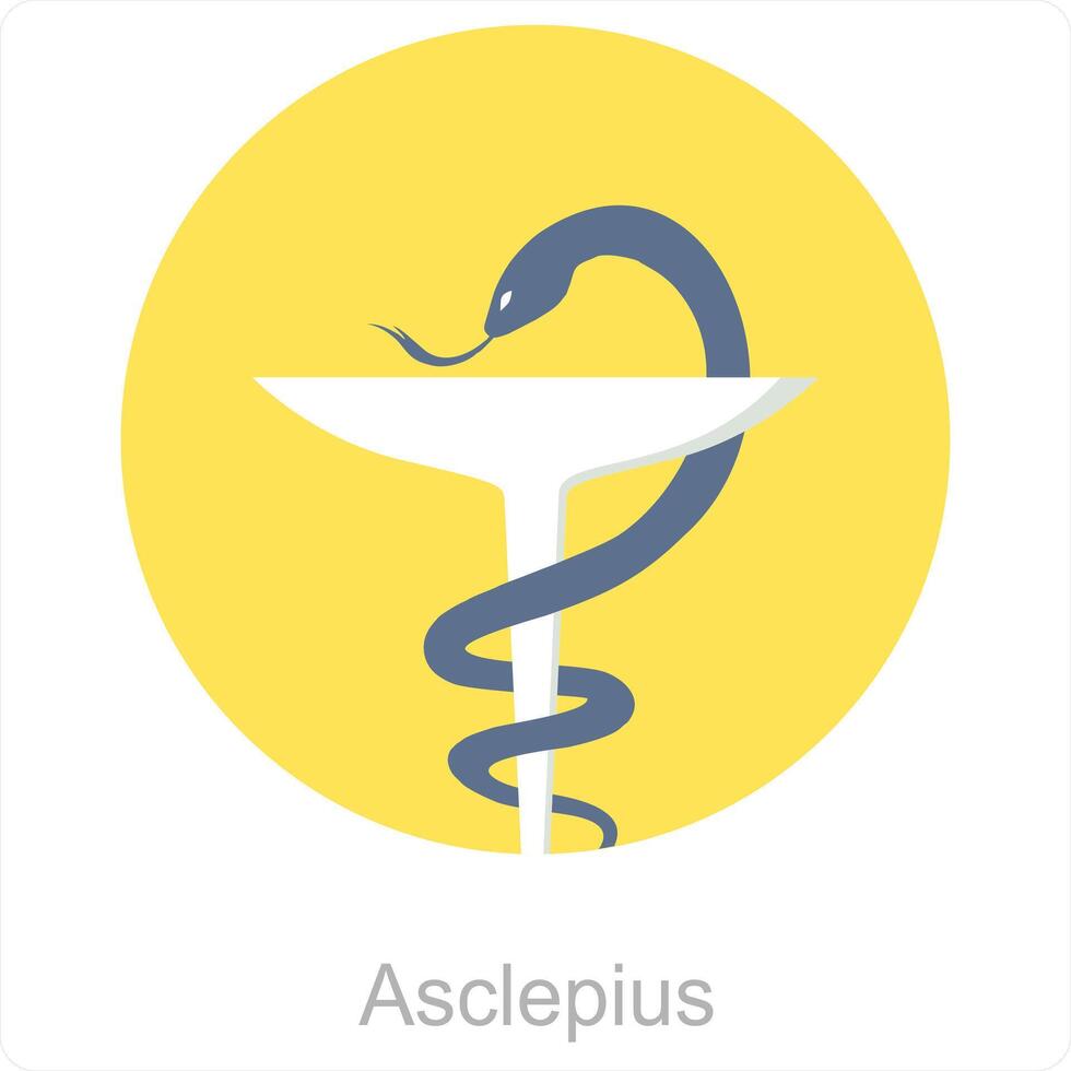 asclepio e medico icona concetto vettore