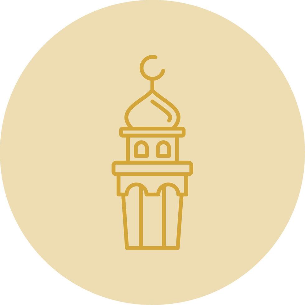 minareto linea giallo cerchio icona vettore