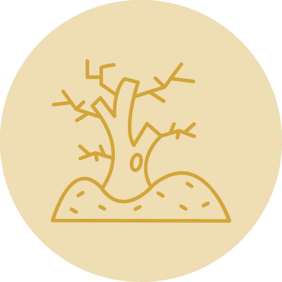 albero linea giallo cerchio icona vettore