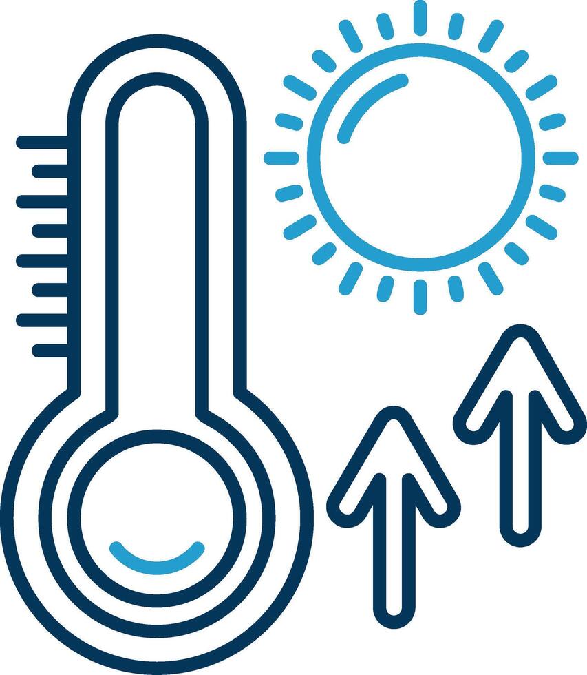 termometro linea blu Due colore icona vettore