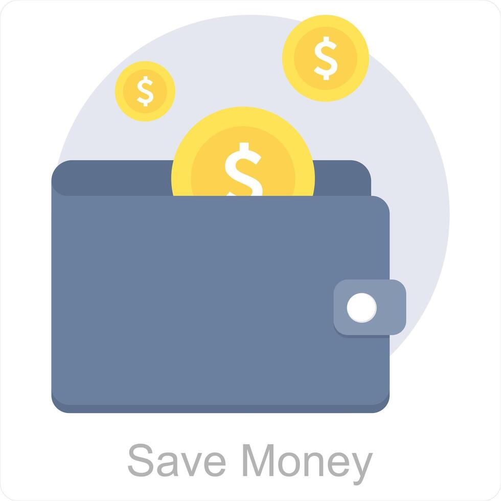 Salva i soldi e i soldi icona concetto vettore