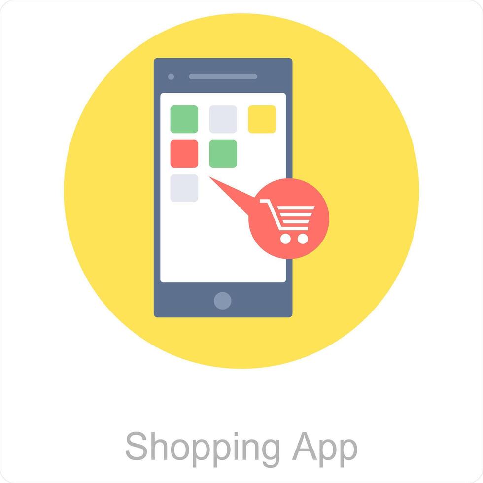 shopping App e mobile icona concetto vettore