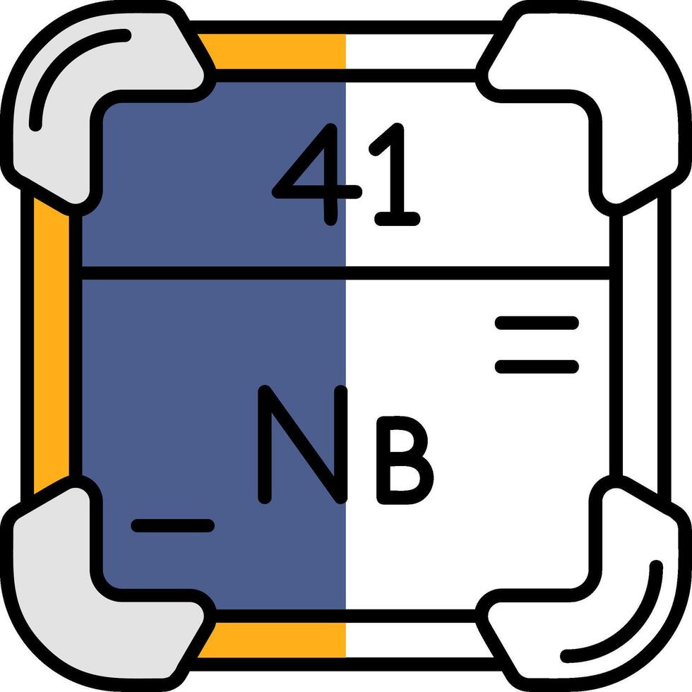 niobio pieno metà tagliare icona vettore