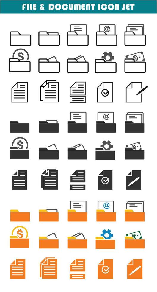 cartella e documento icona impostare, vario Modelli per grafico design necessità, vettore eps 10.