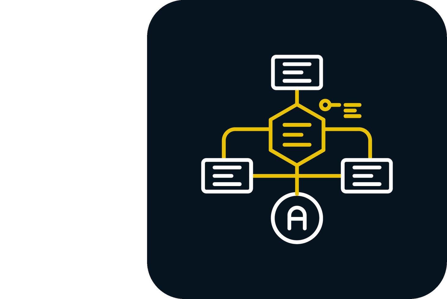 diagramma di flusso linea giallo bianca icona vettore