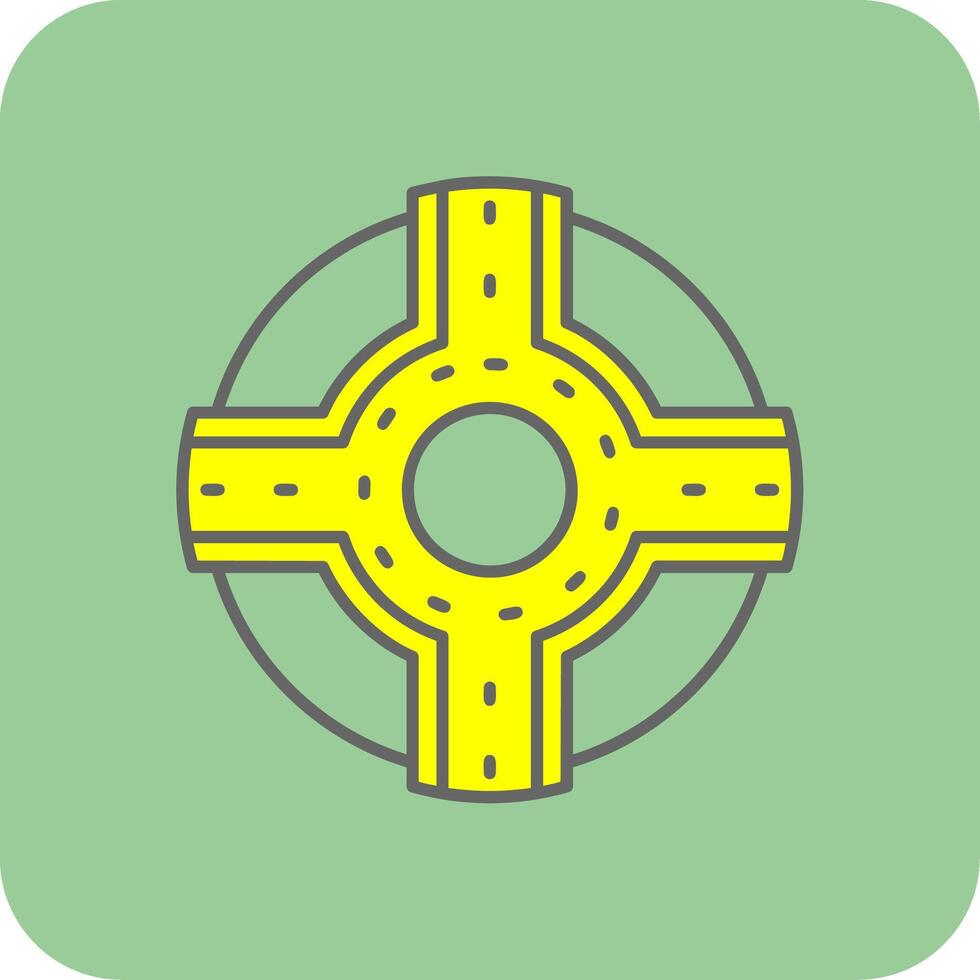rotatoria pieno giallo icona vettore