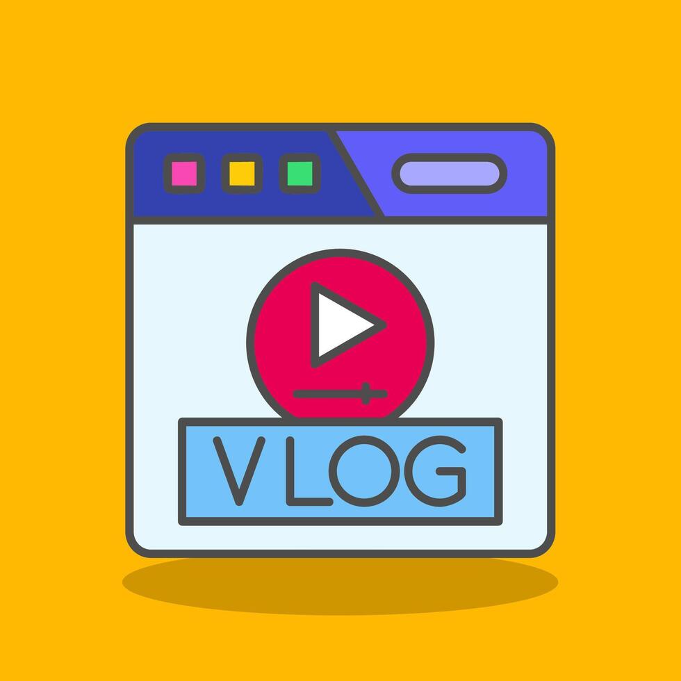 video blog pieno ombra icona vettore